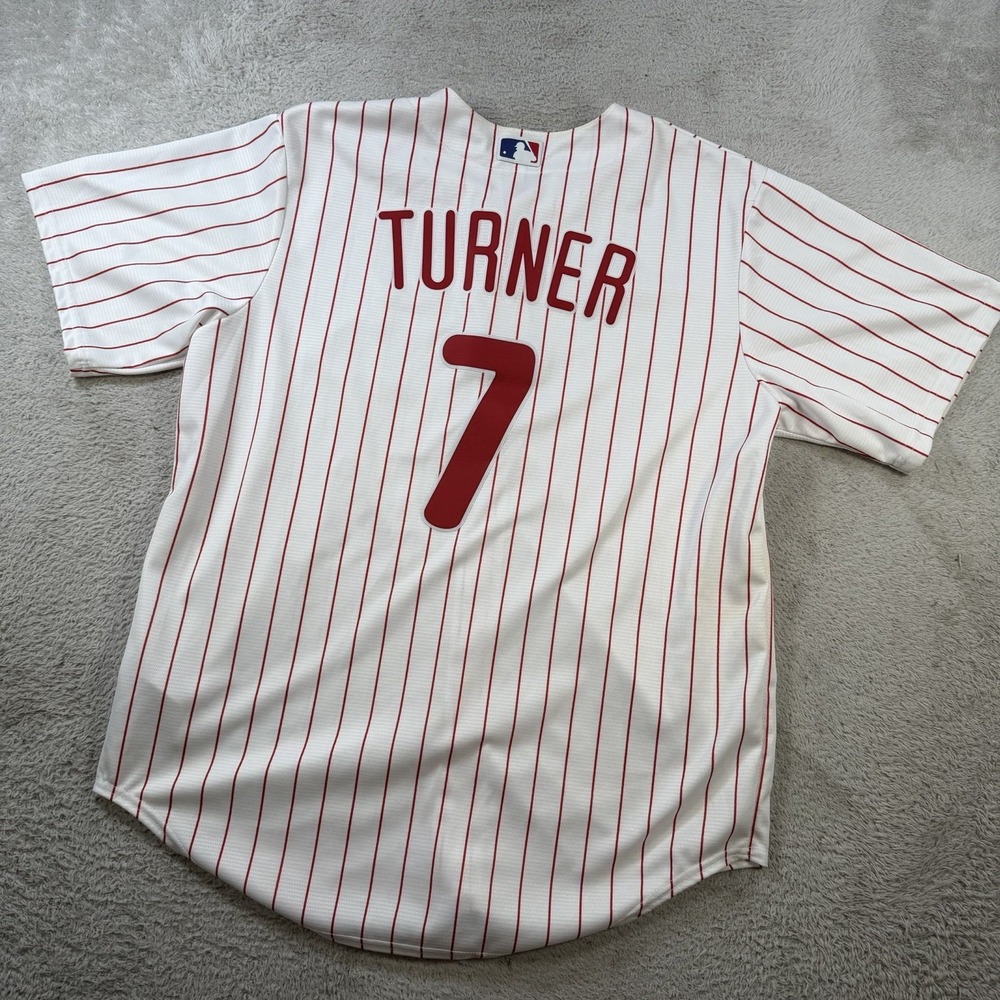 Nike Philadelphia Phillies Trea Turner Jersey Mens Large #7 White Stitched MLB